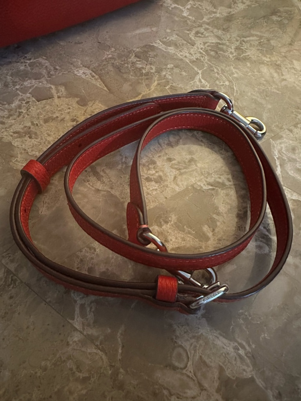 Coach Red Pebbled Leather Tote with Shoulder Strap MINI - Picture 6 of 16